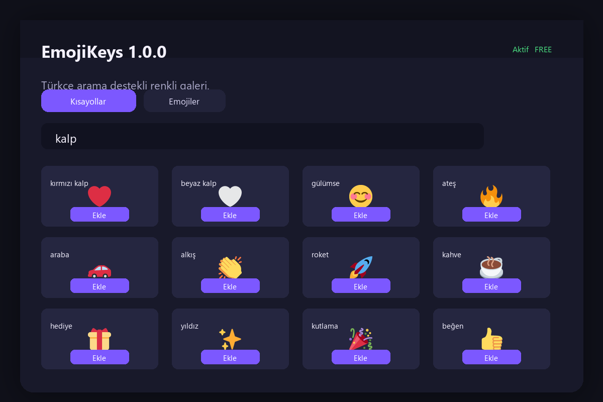 EmojiKeys emoji galerisi